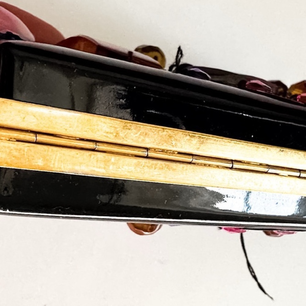 Rare Vintage Yves Saint Laurent Jeweled Patent Leather Minaudière Clutch - Picture 14 of 14